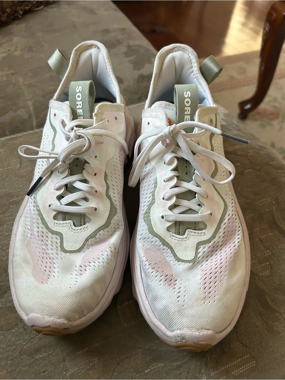Sorel Women's Athletic Sneakers - White, Light Pink, Light Green